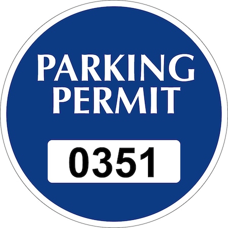 Lustre-Cal Static Cling Parking Permit Dark Blue 3in x 3in  Circle Serialized 351-400, 50PK 253745SCL1BdDi0351